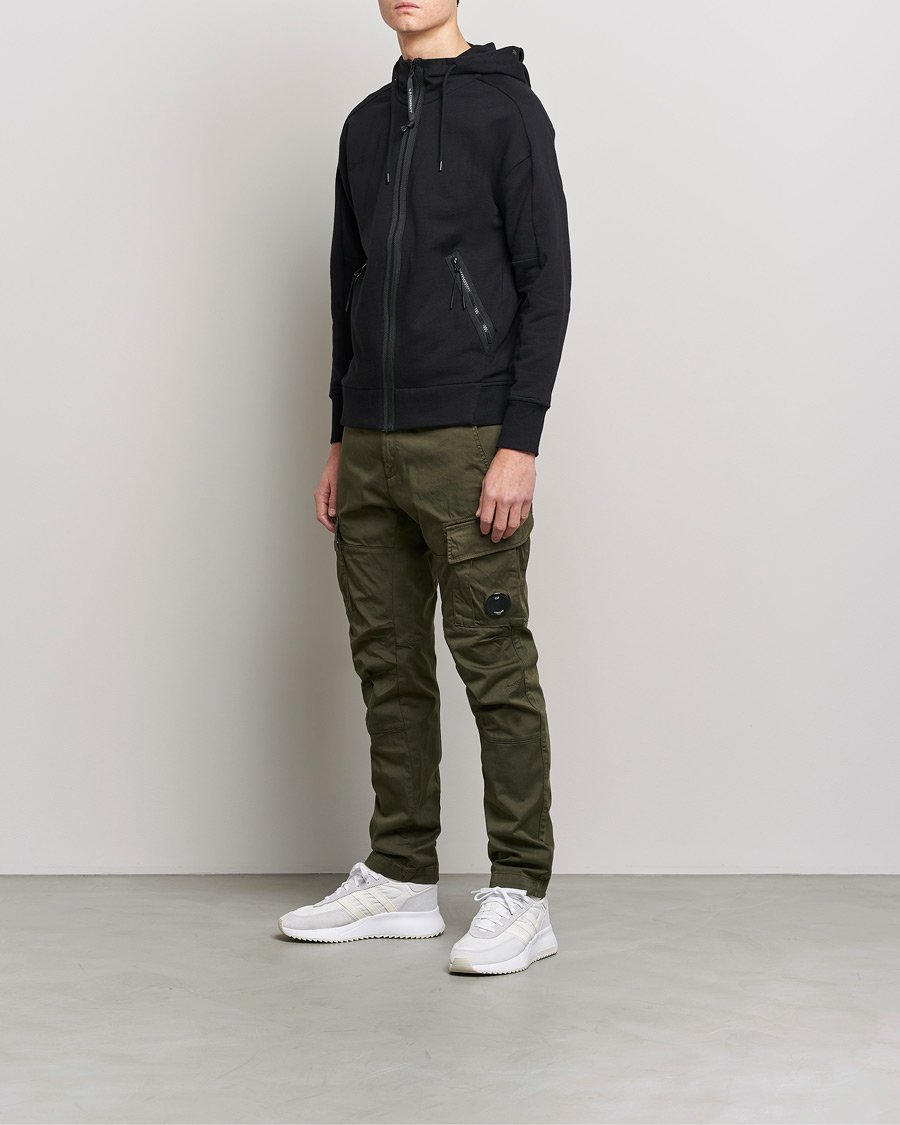 Herre | Gensere | C.P. Company | Diagonal Raised Fleece Full Zip Goggle Hoodie Black
