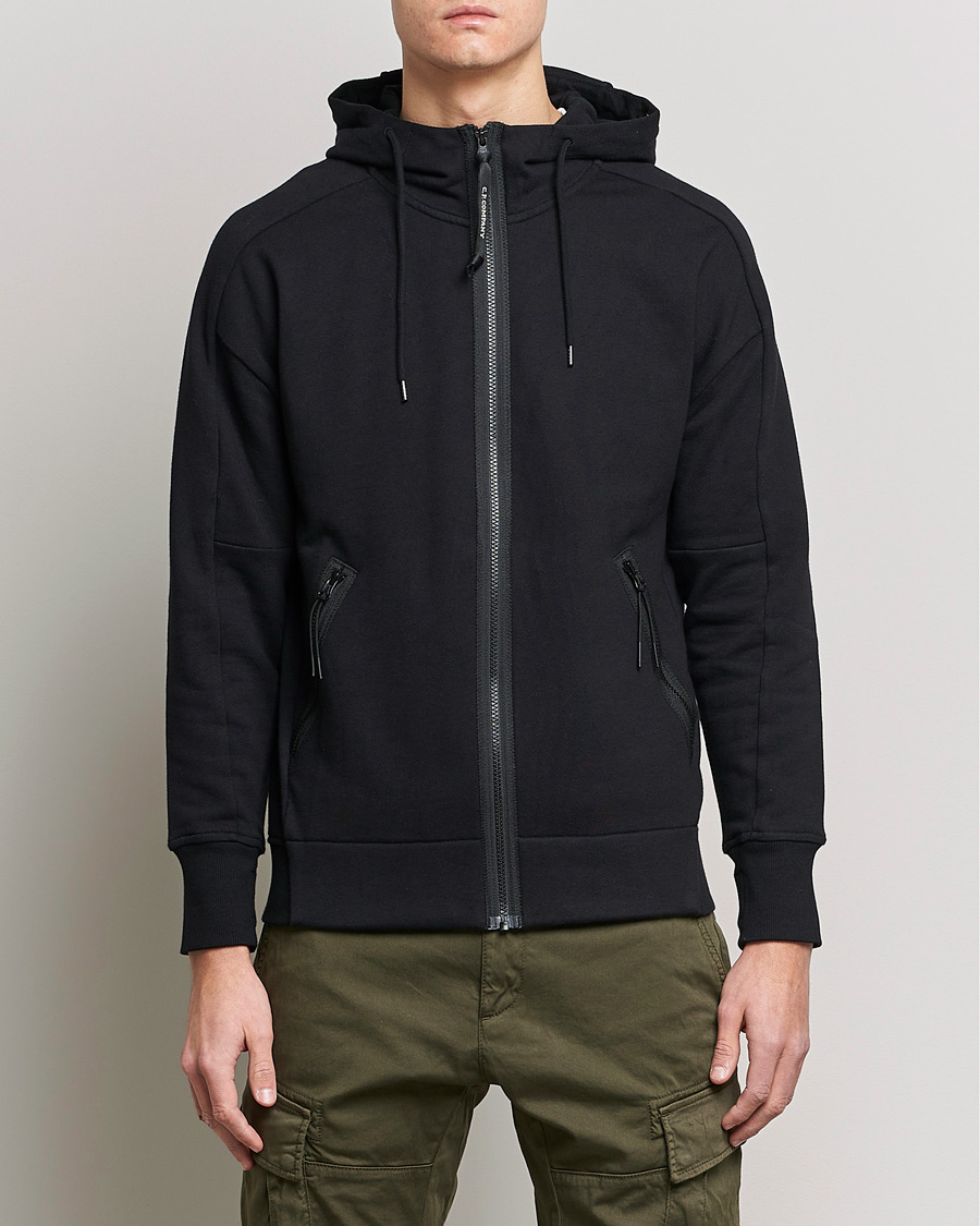 Herre | Gensere | C.P. Company | Diagonal Raised Fleece Full Zip Goggle Hoodie Black