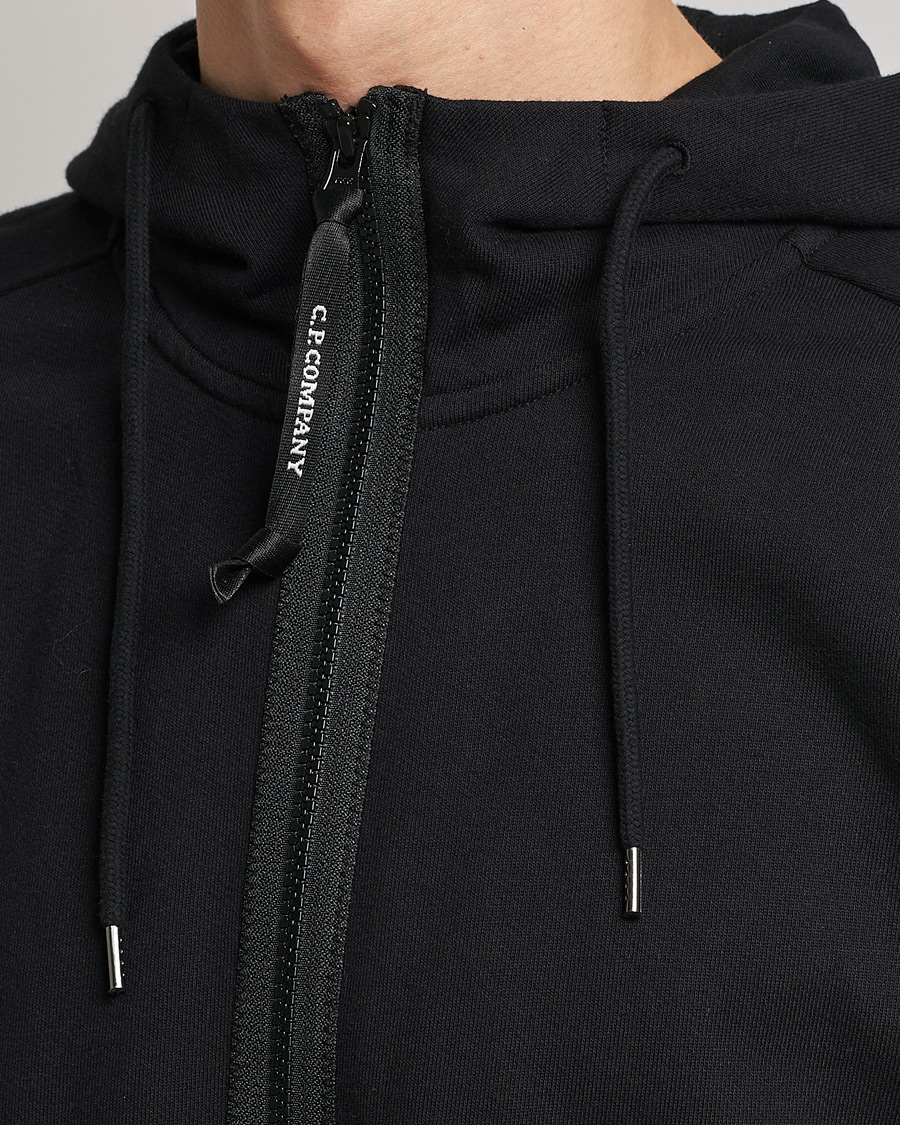 Herre | Gensere | C.P. Company | Diagonal Raised Fleece Full Zip Goggle Hoodie Black