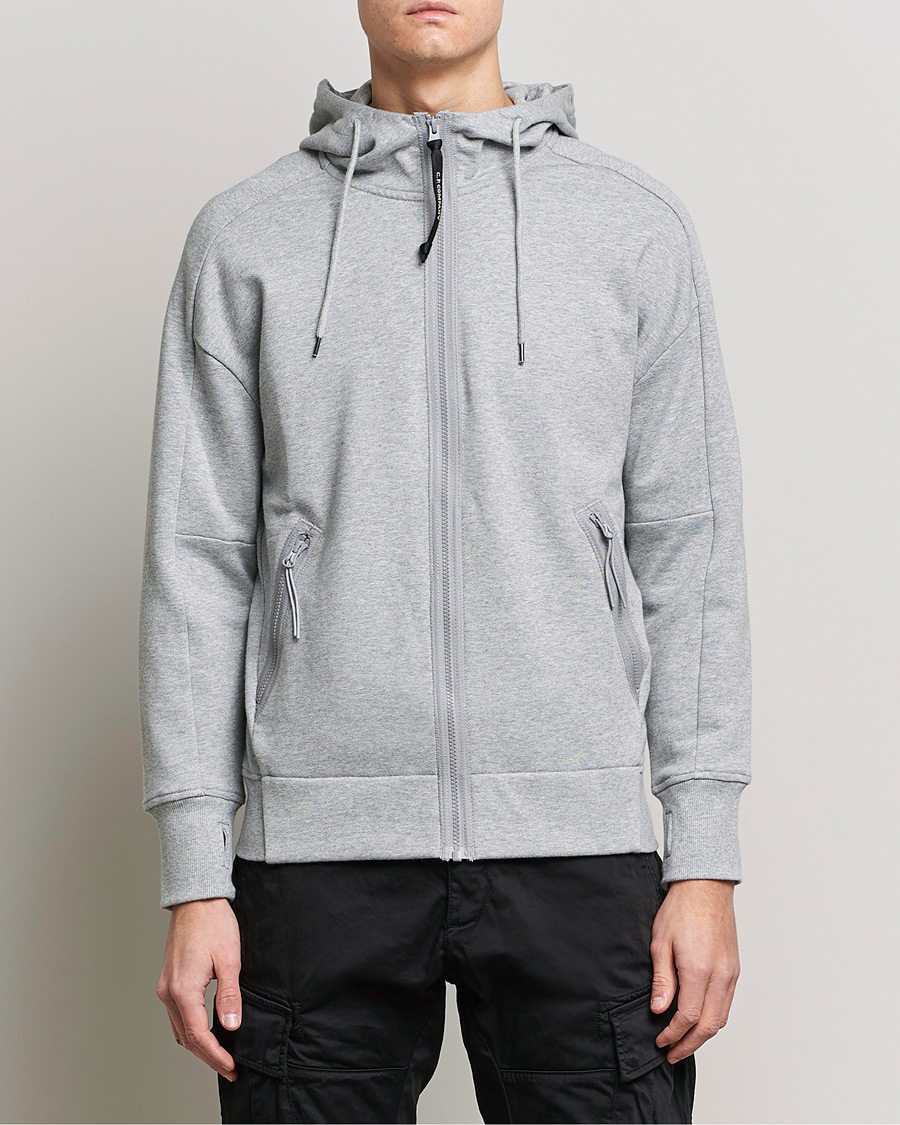 Herre | Gensere | C.P. Company | Diagonal Raised Fleece Full Zip Goggle Hoodie Grey