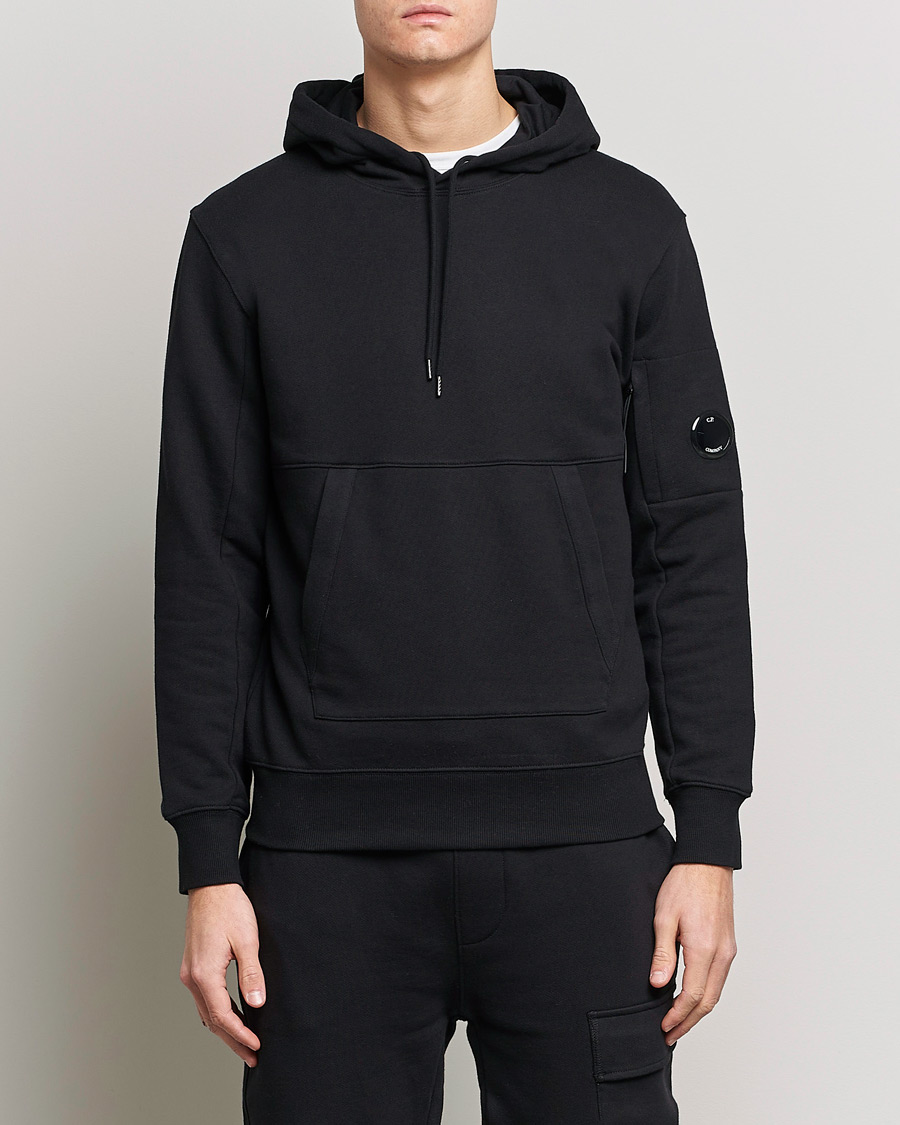 Herre | C.P. Company | C.P. Company | Diagonal Raised Fleece Hooded Lens Sweatshirt Black