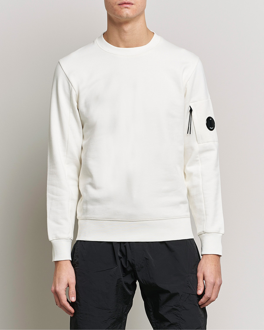 Herre | Gensere | C.P. Company | Diagonal Raised Fleece Lens Sweatshirt White