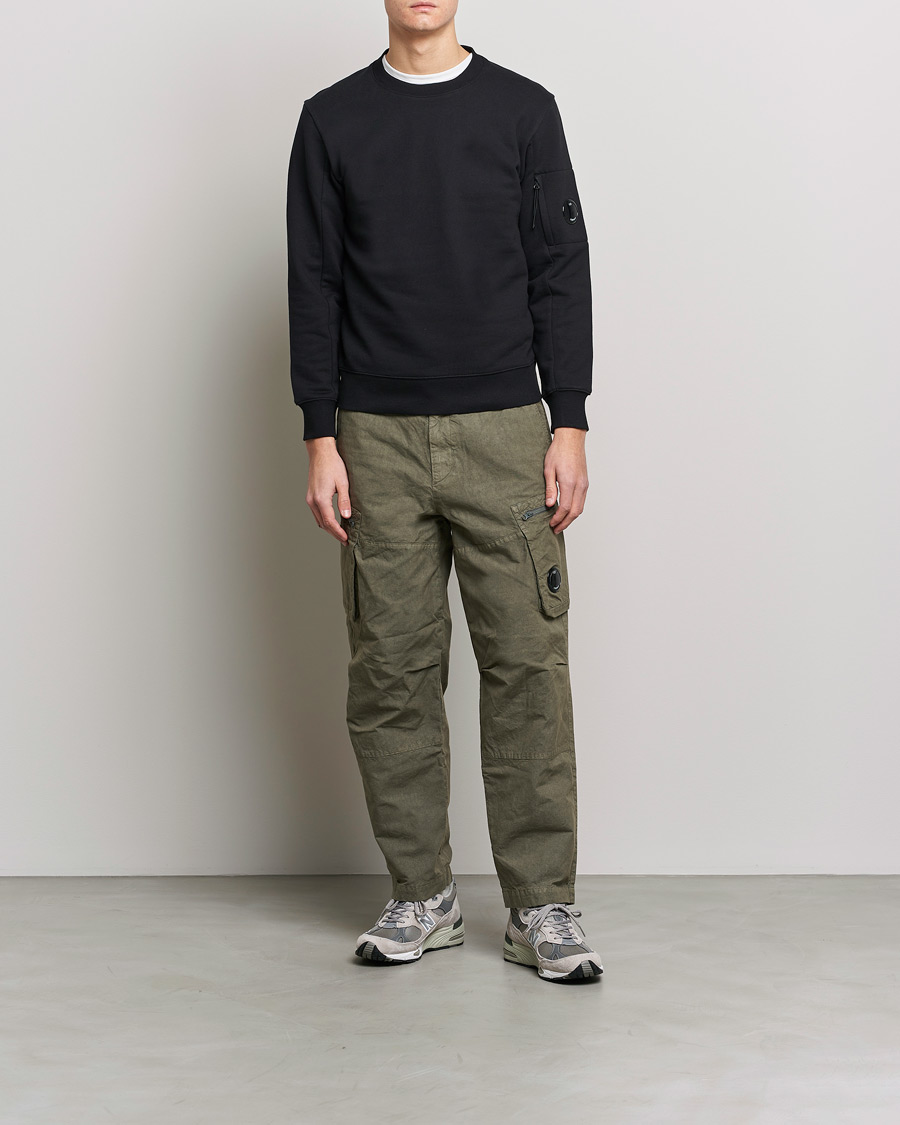 Herre | Gensere | C.P. Company | Diagonal Raised Fleece Lens Sweatshirt Black