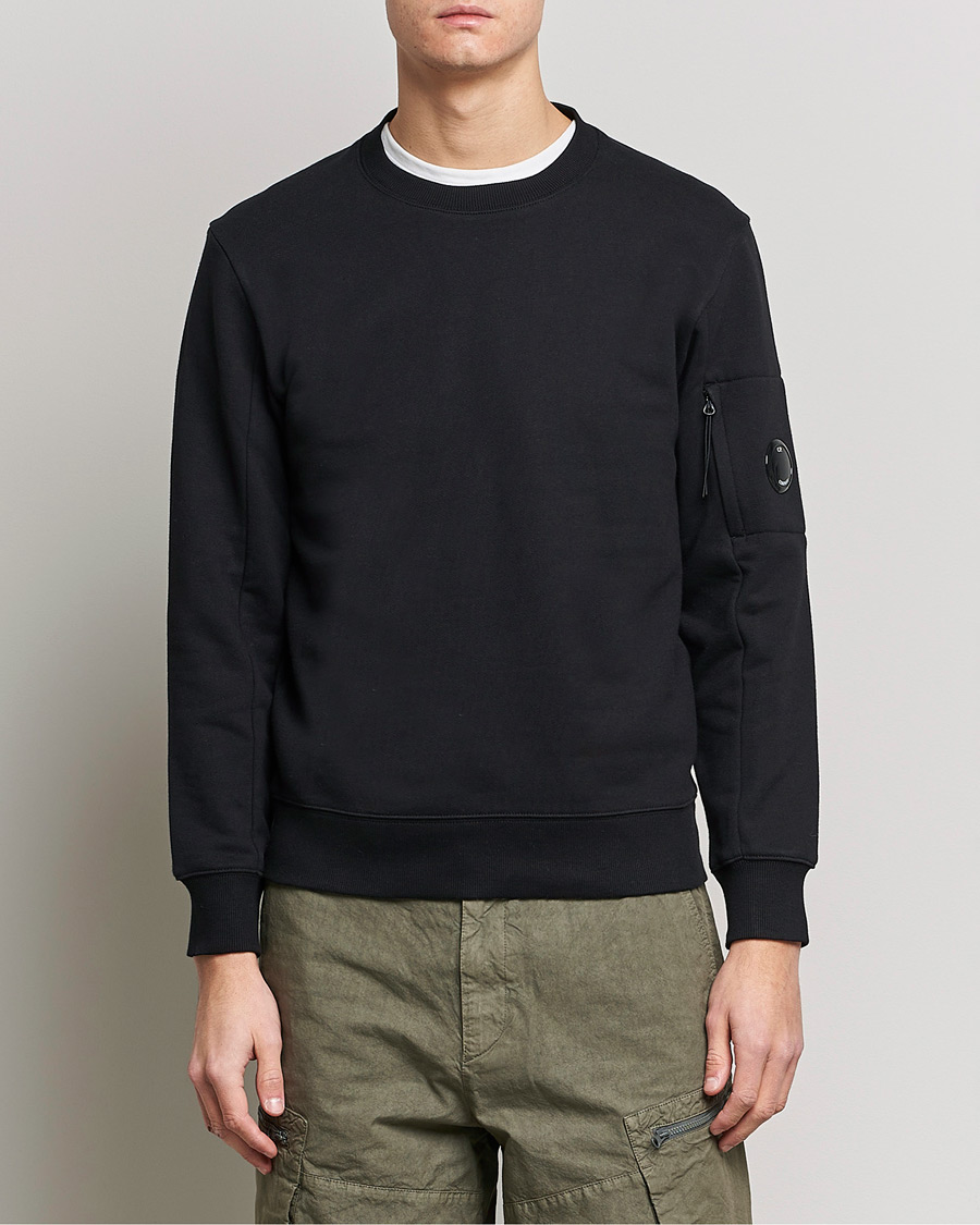 Herre | Gensere | C.P. Company | Diagonal Raised Fleece Lens Sweatshirt Black