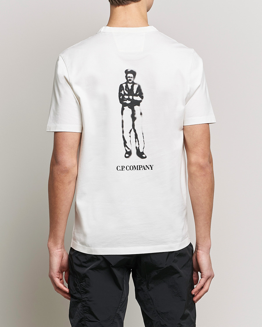 Herre | T-Shirts | C.P. Company | Heavy Mercerized Cotton Printed Logo T-Shirt White