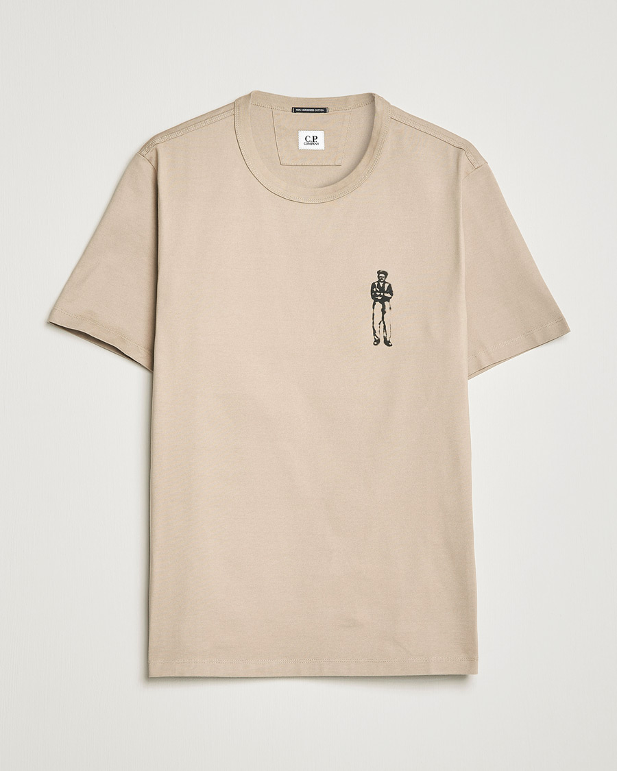 Herre | T-Shirts | C.P. Company | Heavy Mercerized Cotton Printed Logo T-Shirt Sand