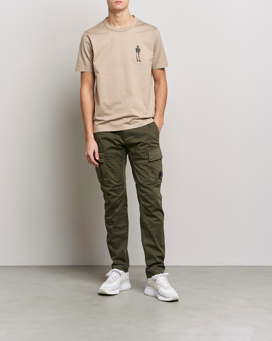 Herre | T-Shirts | C.P. Company | Heavy Mercerized Cotton Printed Logo T-Shirt Sand