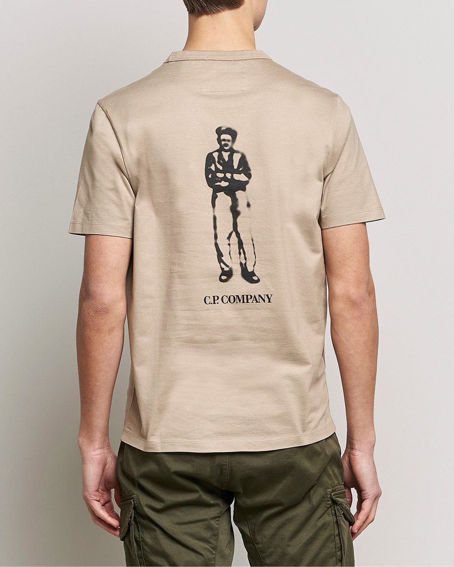 Herre | T-Shirts | C.P. Company | Heavy Mercerized Cotton Printed Logo T-Shirt Sand