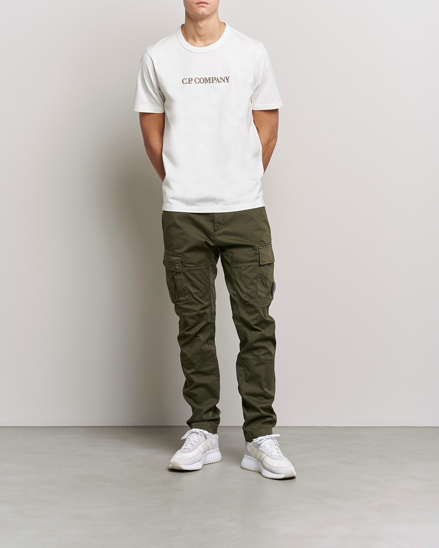 Herre | T-Shirts | C.P. Company | Heavy Mercerized Cotton Logo Tee White