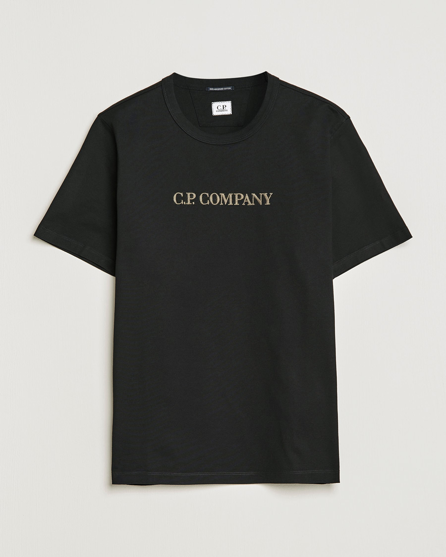 Herre | T-Shirts | C.P. Company | Heavy Mercerized Cotton Logo Tee Black