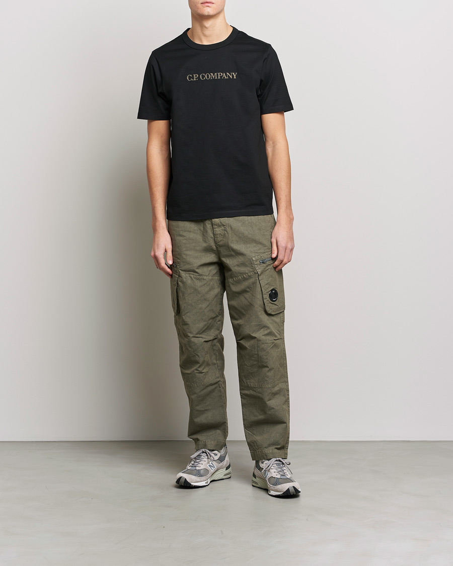Herre | T-Shirts | C.P. Company | Heavy Mercerized Cotton Logo Tee Black