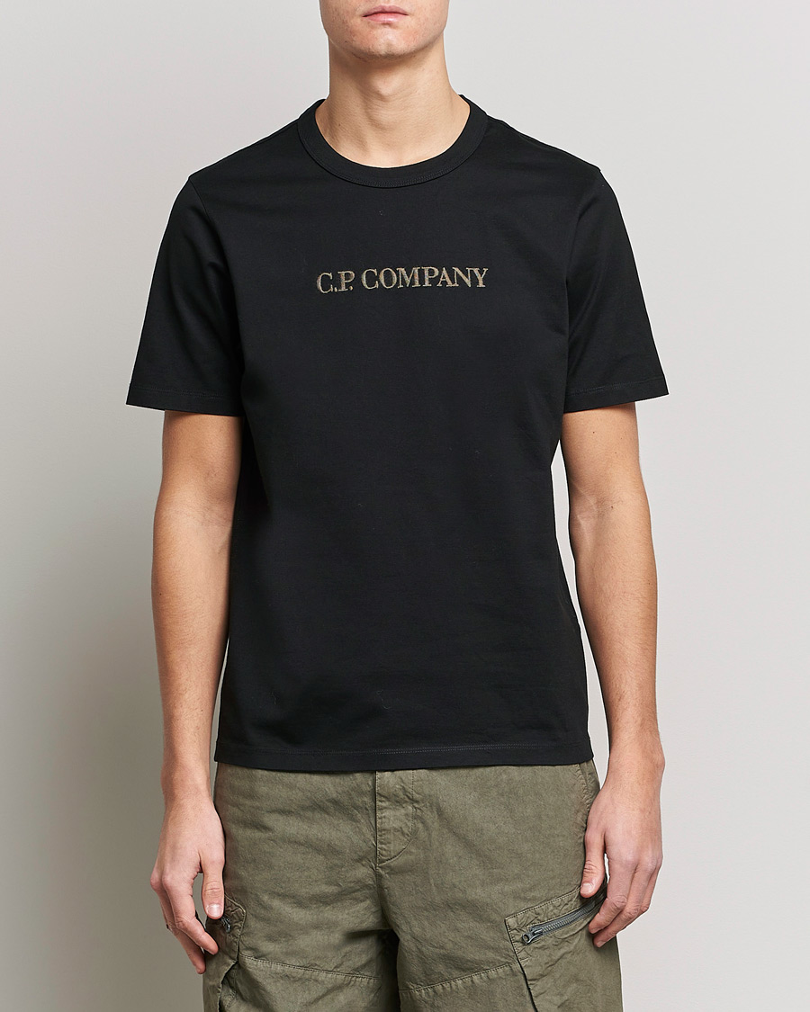 Herre | T-Shirts | C.P. Company | Heavy Mercerized Cotton Logo Tee Black