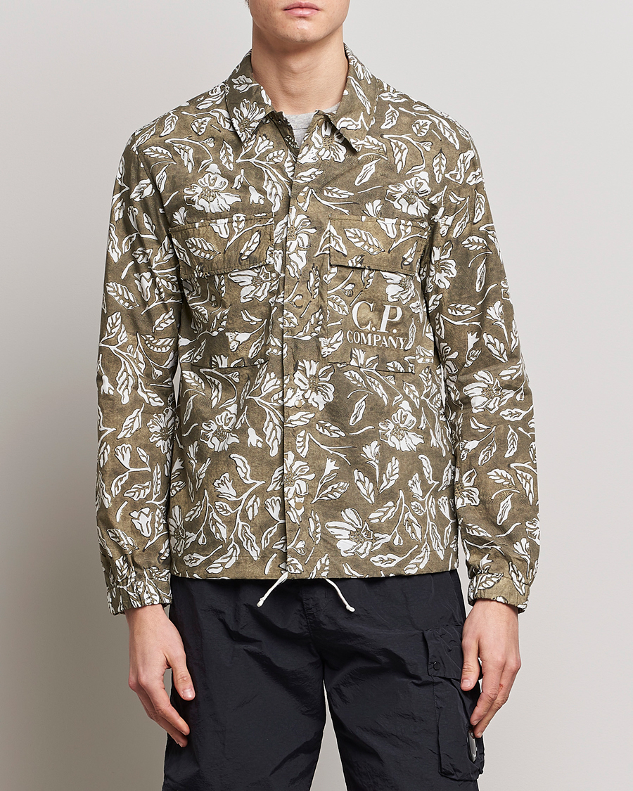 Herre | Skjortejakke | C.P. Company | Garment Dyed Printed Popline Overshirt Olive