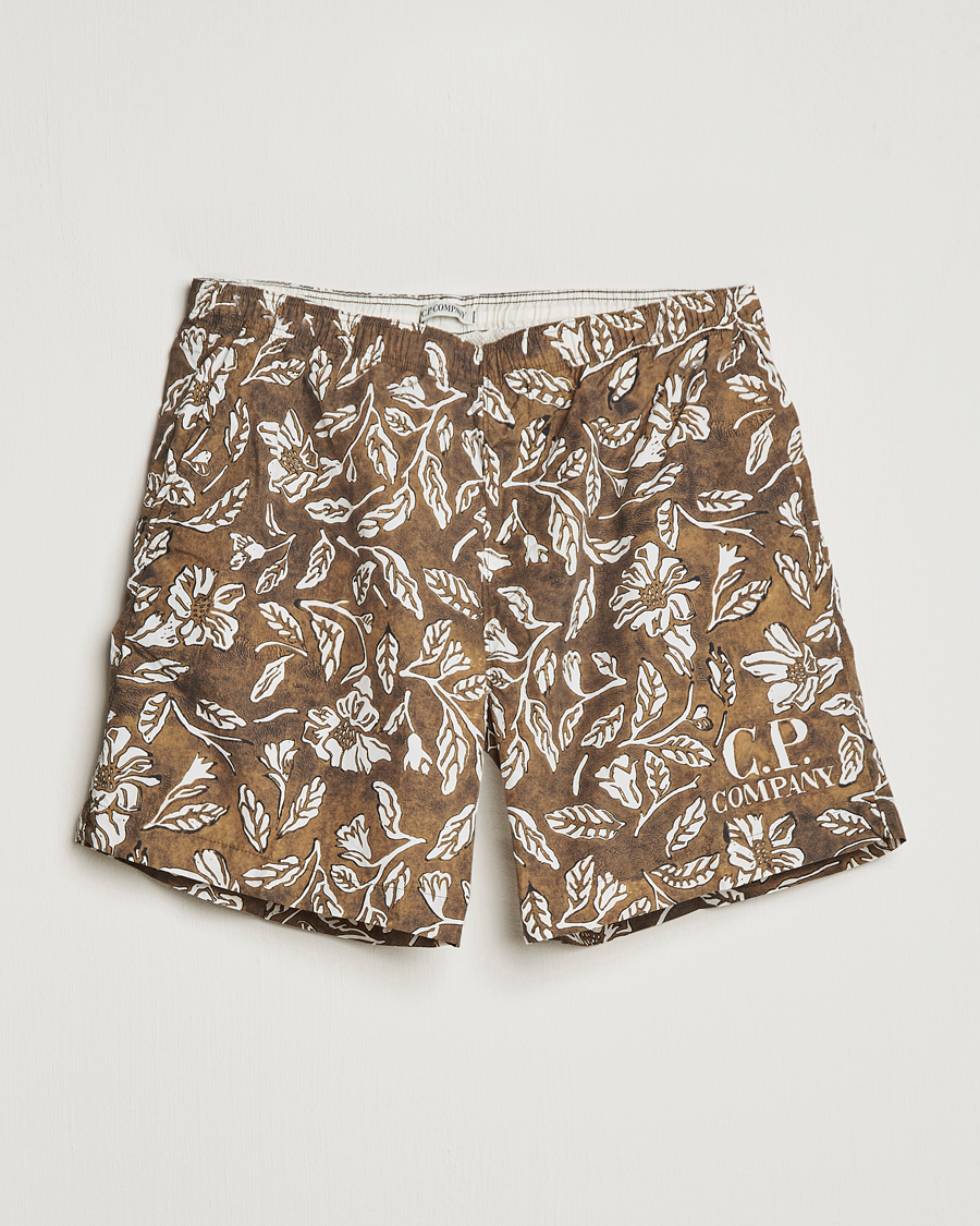 Herre | Badeshorts | C.P. Company | Garment Dyed Flatt Nylon Printed Swimshorts Olive