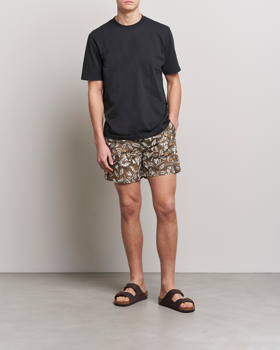 Herre | Badeshorts | C.P. Company | Garment Dyed Flatt Nylon Printed Swimshorts Olive