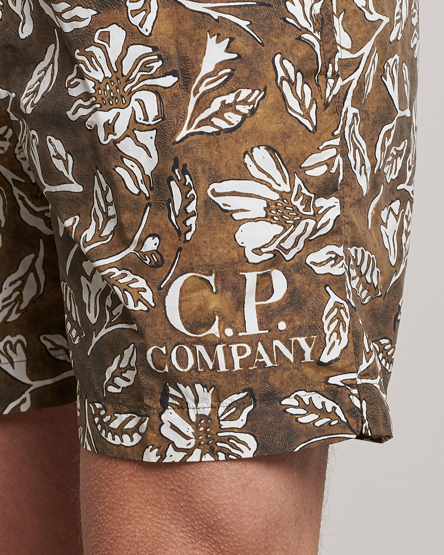 Herre | Badeshorts | C.P. Company | Garment Dyed Flatt Nylon Printed Swimshorts Olive