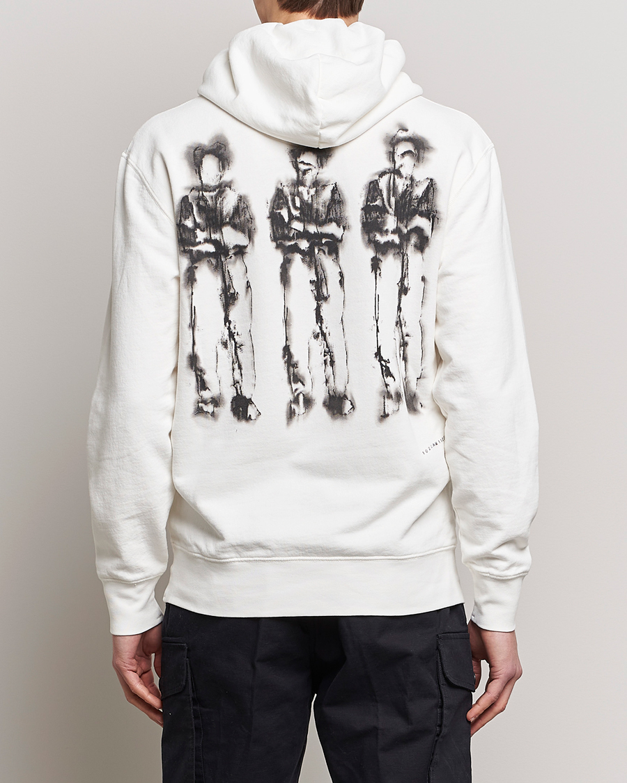 Herre | Gensere | C.P. Company | Garment Dyed Cotton Fleece Printed Hood White