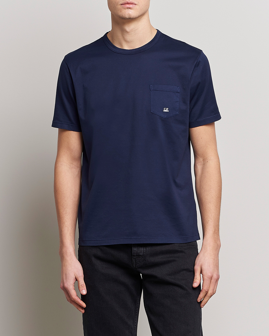 Herre | T-Shirts | C.P. Company | Mercerized Cotton Pocket T-Shirt Navy