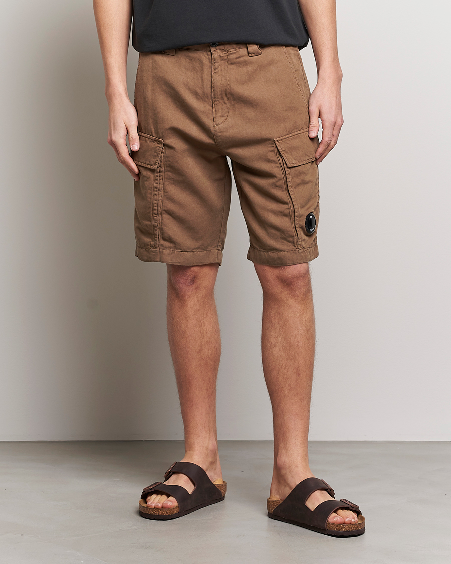 Herre |  | C.P. Company | Cotton/Linen Cargo Shorts Taupe