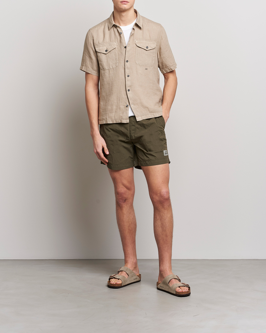 Herre | Skjorter | C.P. Company | Short Sleeve Pocket Linen Shirt Taupe