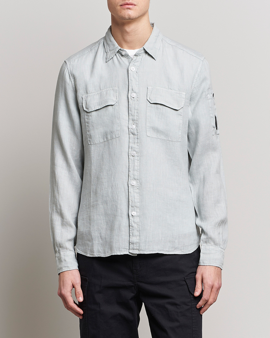 Herre |  | C.P. Company | Long Sleeve Linen Shirt Ocean