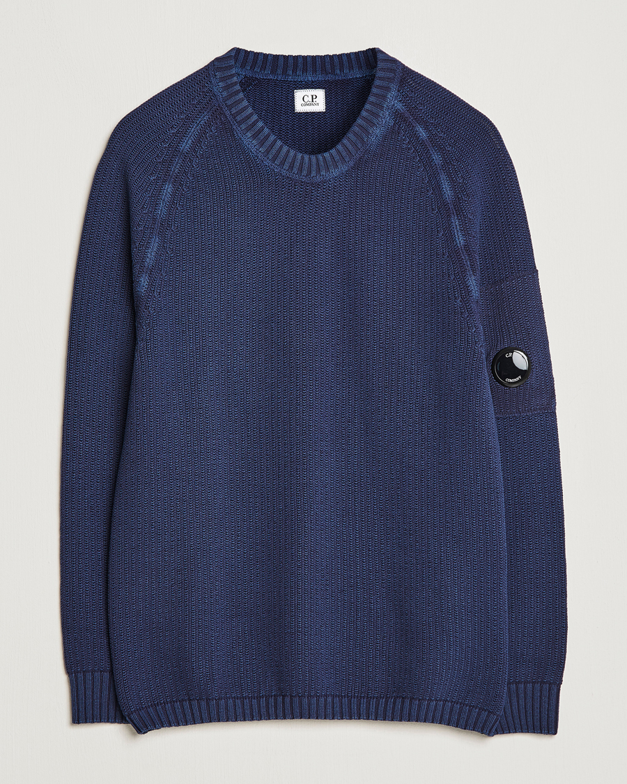 Herre | Gensere | C.P. Company | Cotton Crepe Special Dyed Knitted Crewneck Navy