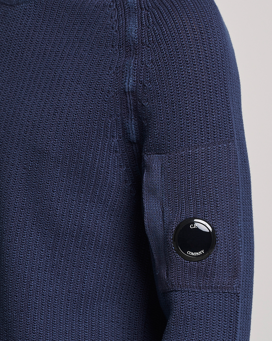 Herre | Gensere | C.P. Company | Cotton Crepe Special Dyed Knitted Crewneck Navy