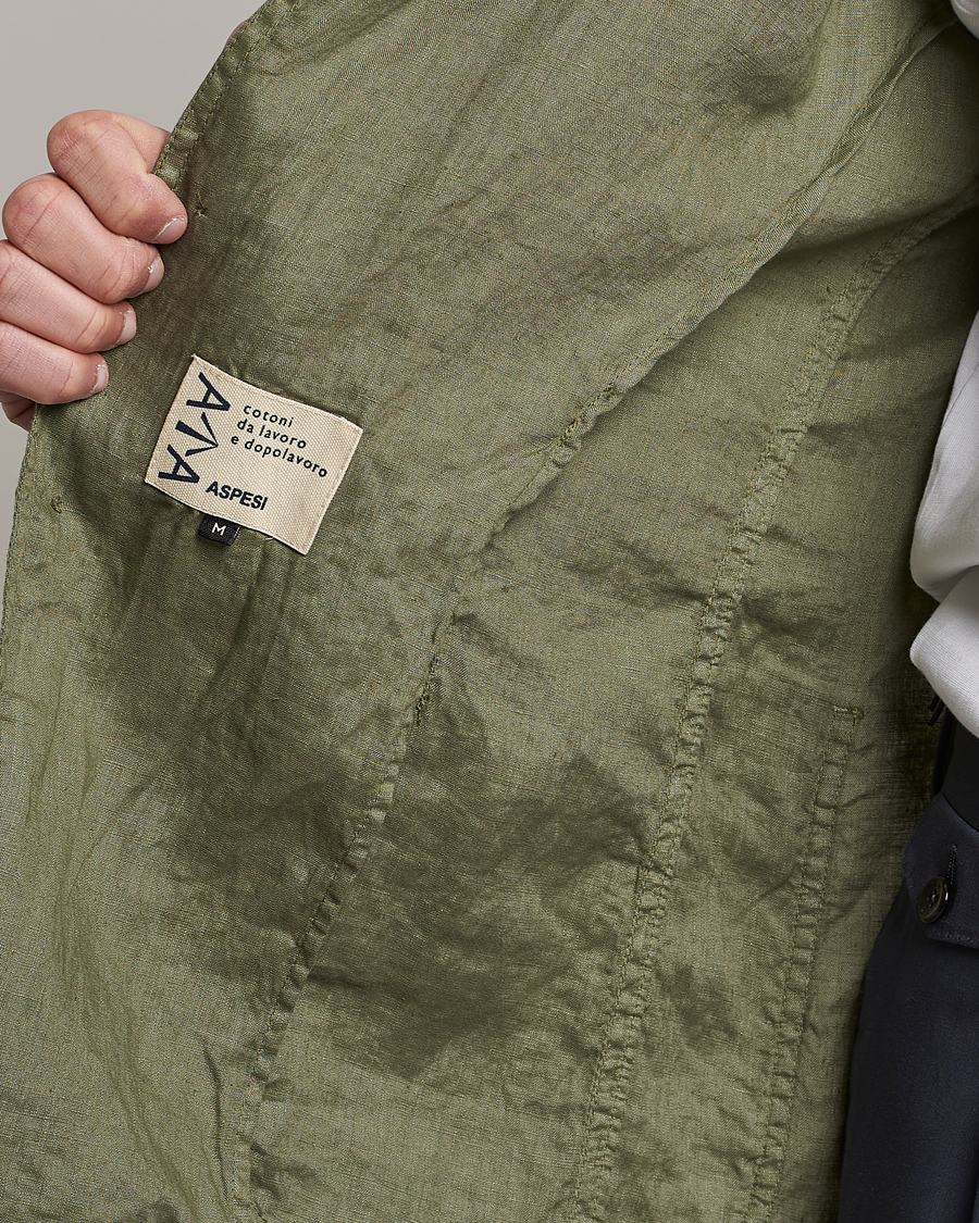Herre | Dressjakker | Aspesi | Samuraki Linen Blazer Army Green