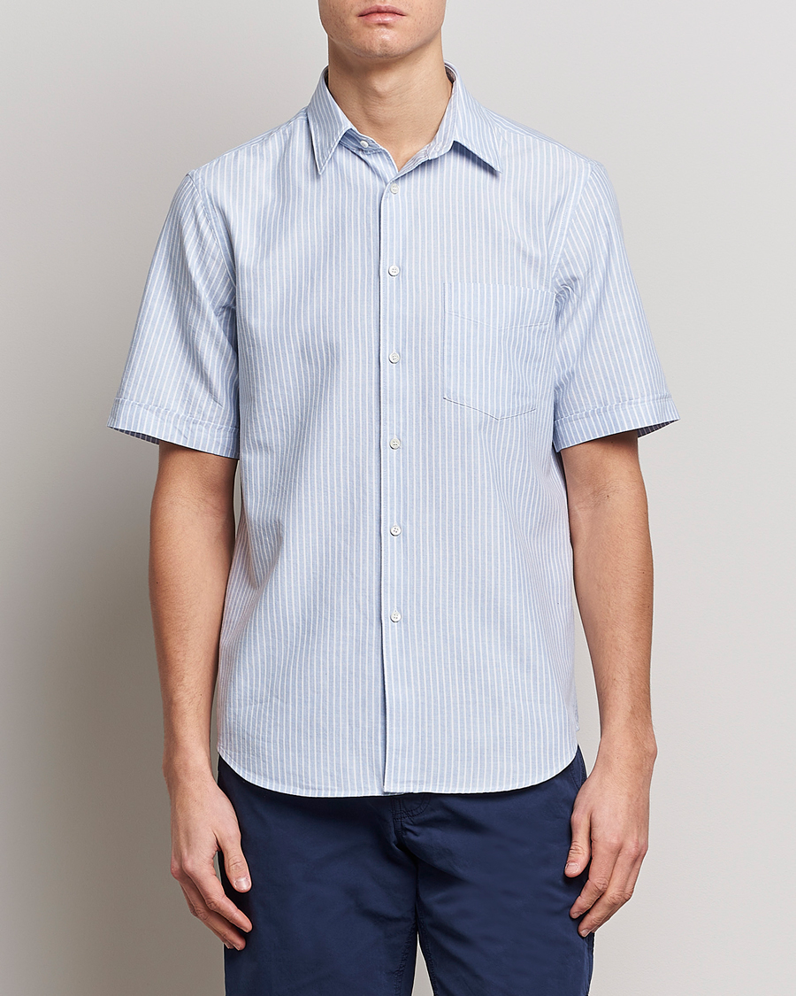 Herre | Kortermede skjorter | Aspesi | Striped Oxford Camp Shirt Light Blue