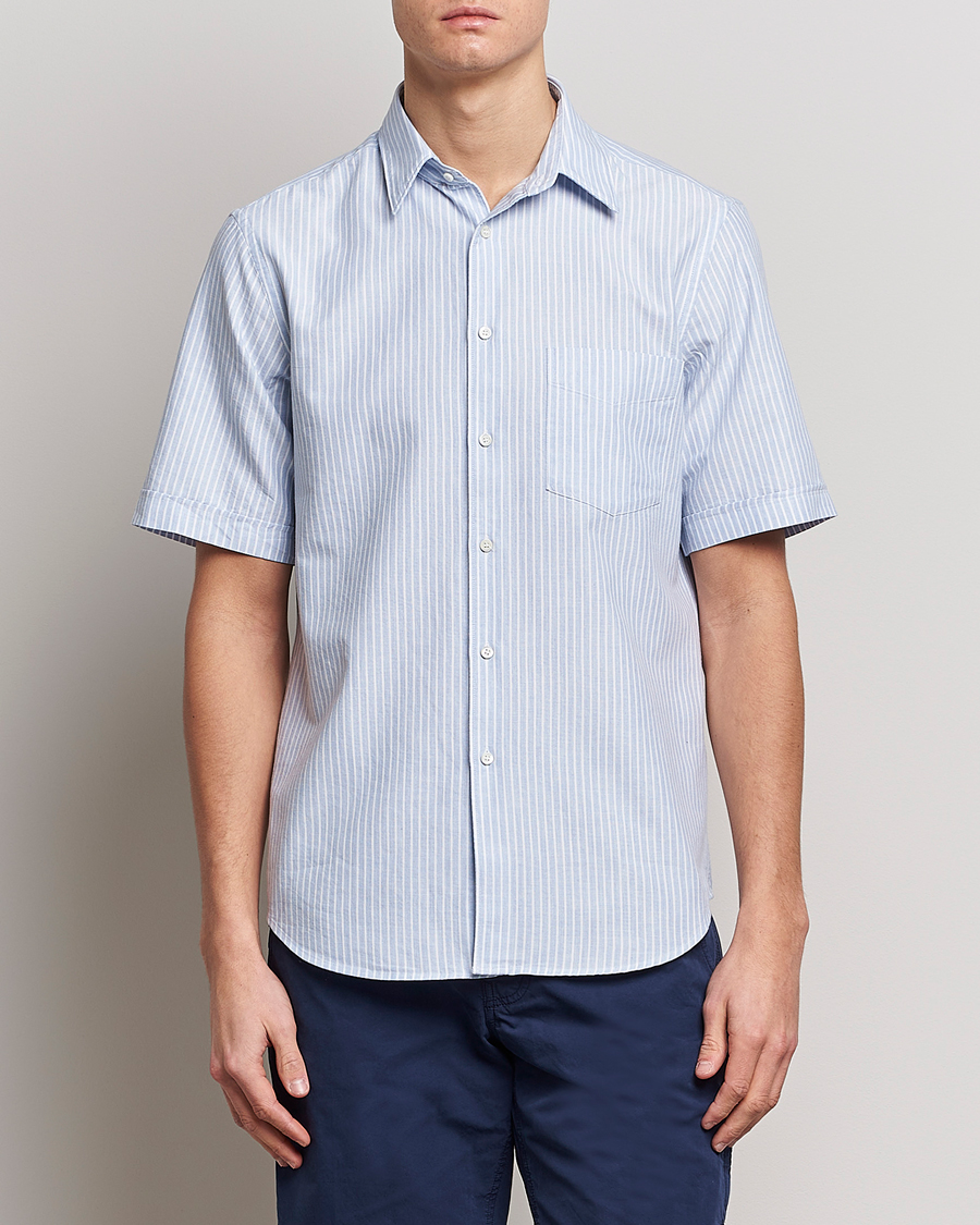 Herre | Aspesi | Aspesi | Striped Oxford Camp Shirt Light Blue