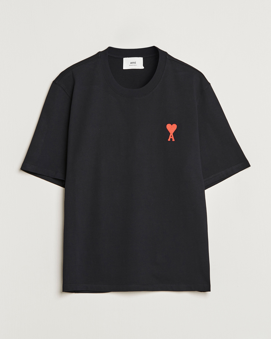 Herre | T-Shirts | AMI | Big Heart Short Sleeve T-Shirt Black