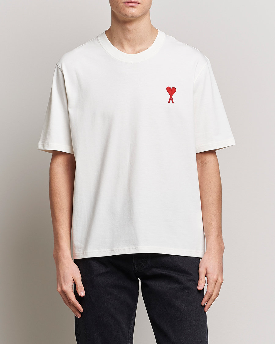 Herre | T-Shirts | AMI | Big Heart Short Sleeve T-Shirt Natural White