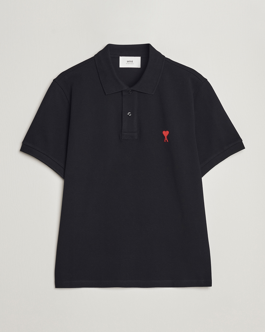 Herre | Pikéer | AMI | Heart Logo Piquet Polo Black