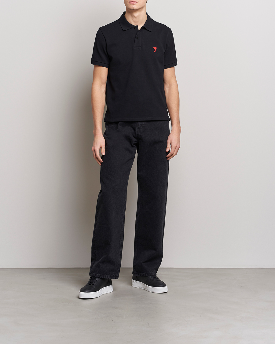 Herre | Pikéer | AMI | Heart Logo Piquet Polo Black