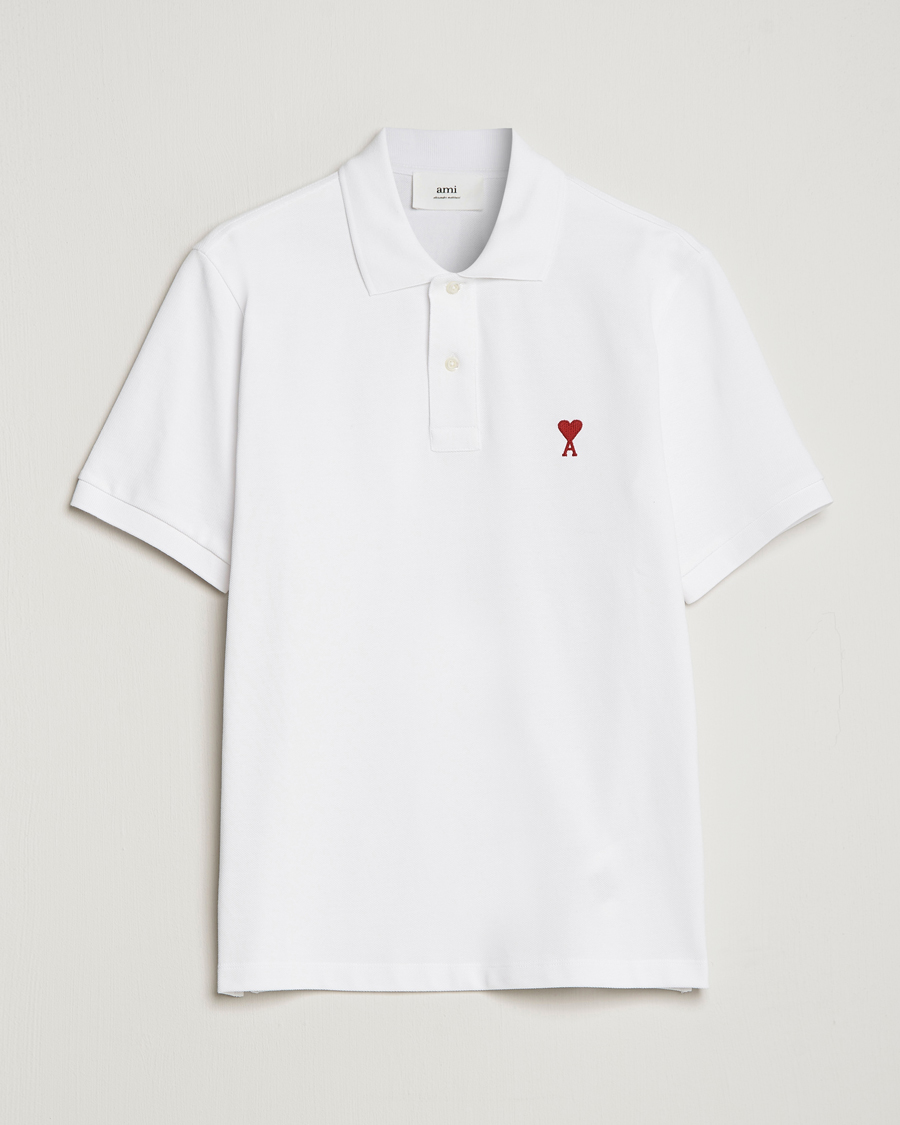 Herre | Pikéer | AMI | Heart Logo Piquet Polo White