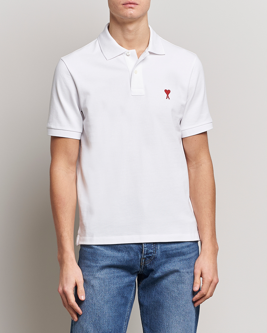 Herre | Pikéer | AMI | Heart Logo Piquet Polo White