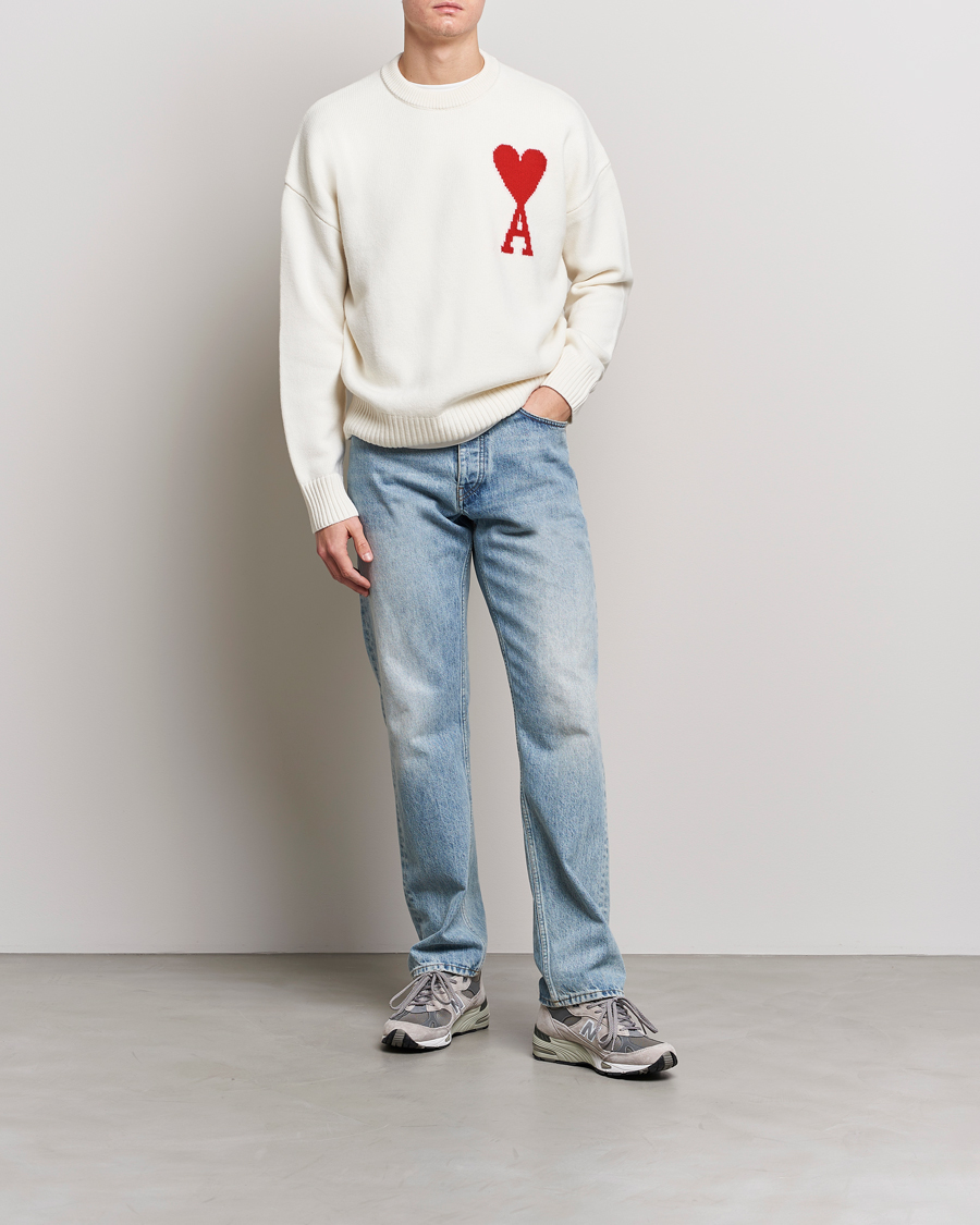 Herre | Gensere | AMI | Big Heart Wool Sweater Off White