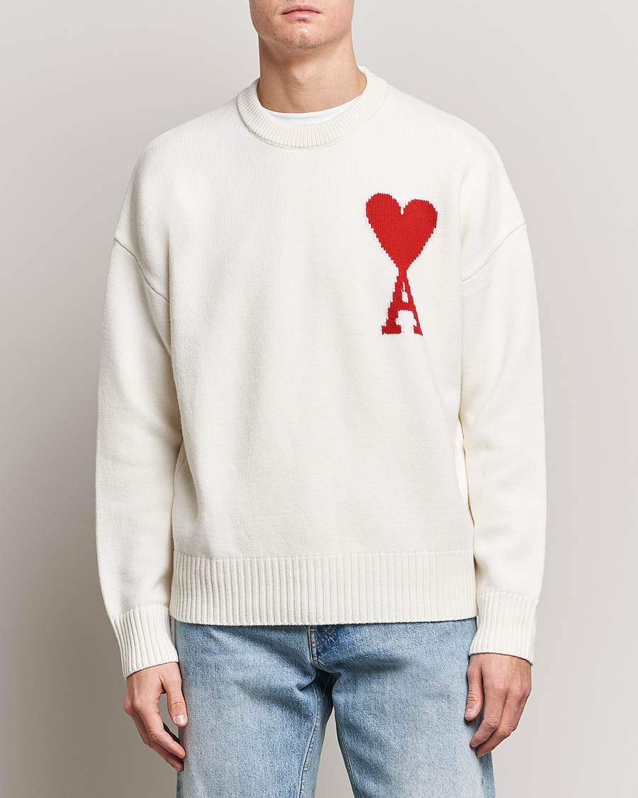 Herre | Gensere | AMI | Big Heart Wool Sweater Off White