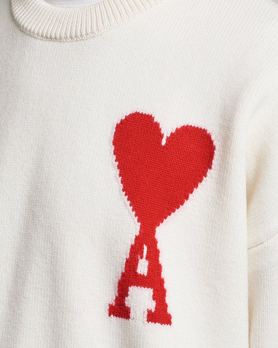 Herre | Gensere | AMI | Big Heart Wool Sweater Off White