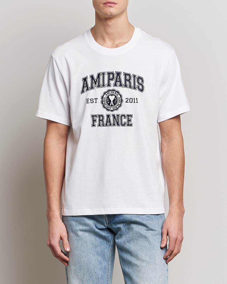 Herre | T-Shirts | AMI | Paris College T-Shirt White