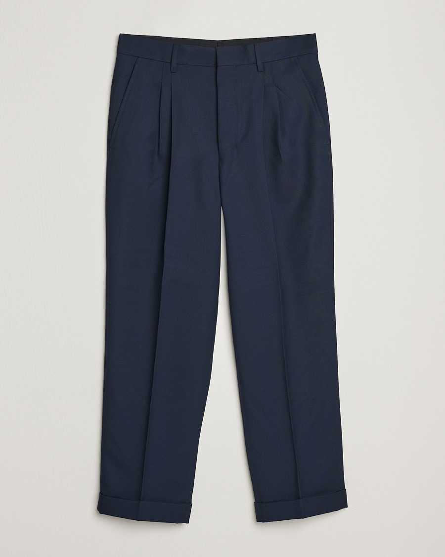 Herre | Bukser | AMI | Wool Carrot Fit Trousers Navy
