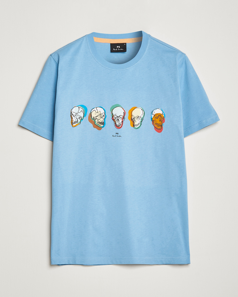Herre | T-Shirts | PS Paul Smith | Organic Cotton Skull T-Shirt Light Blue
