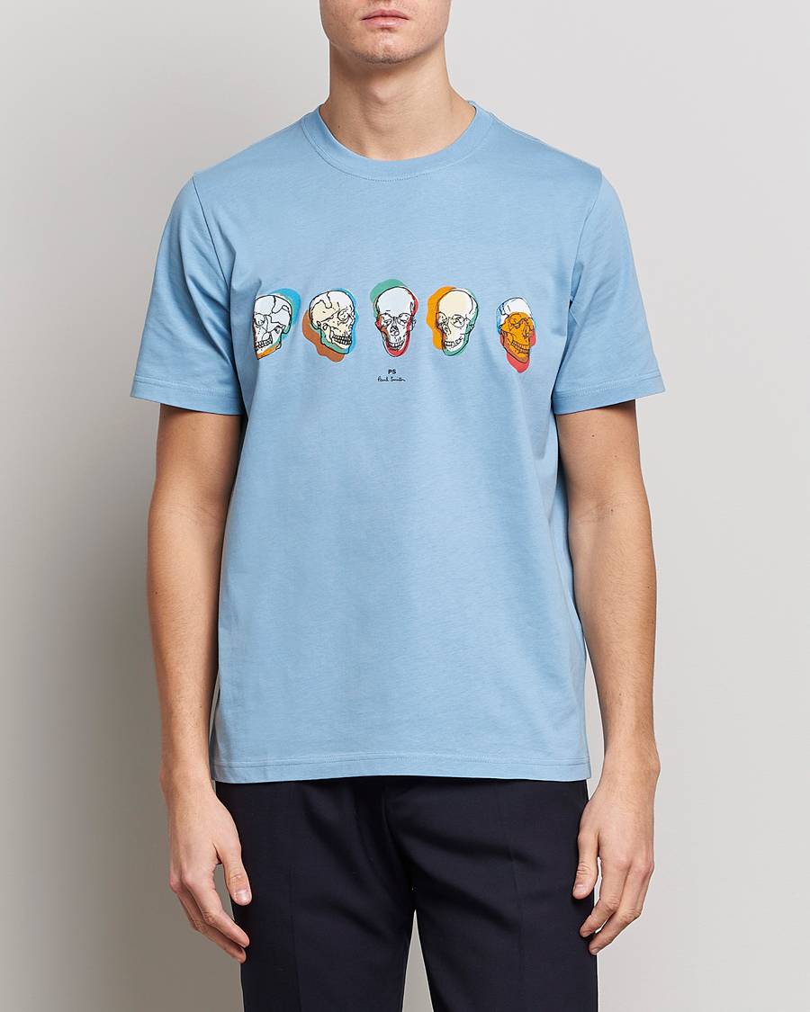 Herre | T-Shirts | PS Paul Smith | Organic Cotton Skull T-Shirt Light Blue