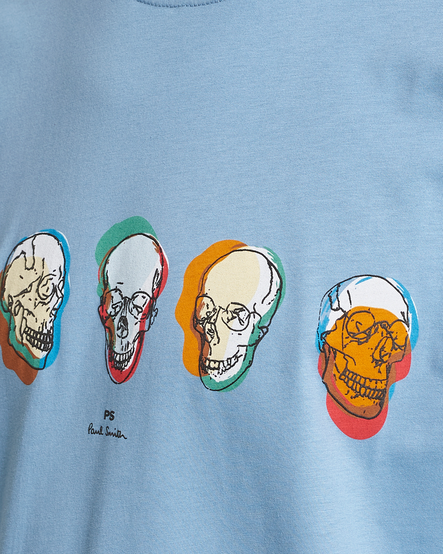 Herre | T-Shirts | PS Paul Smith | Organic Cotton Skull T-Shirt Light Blue