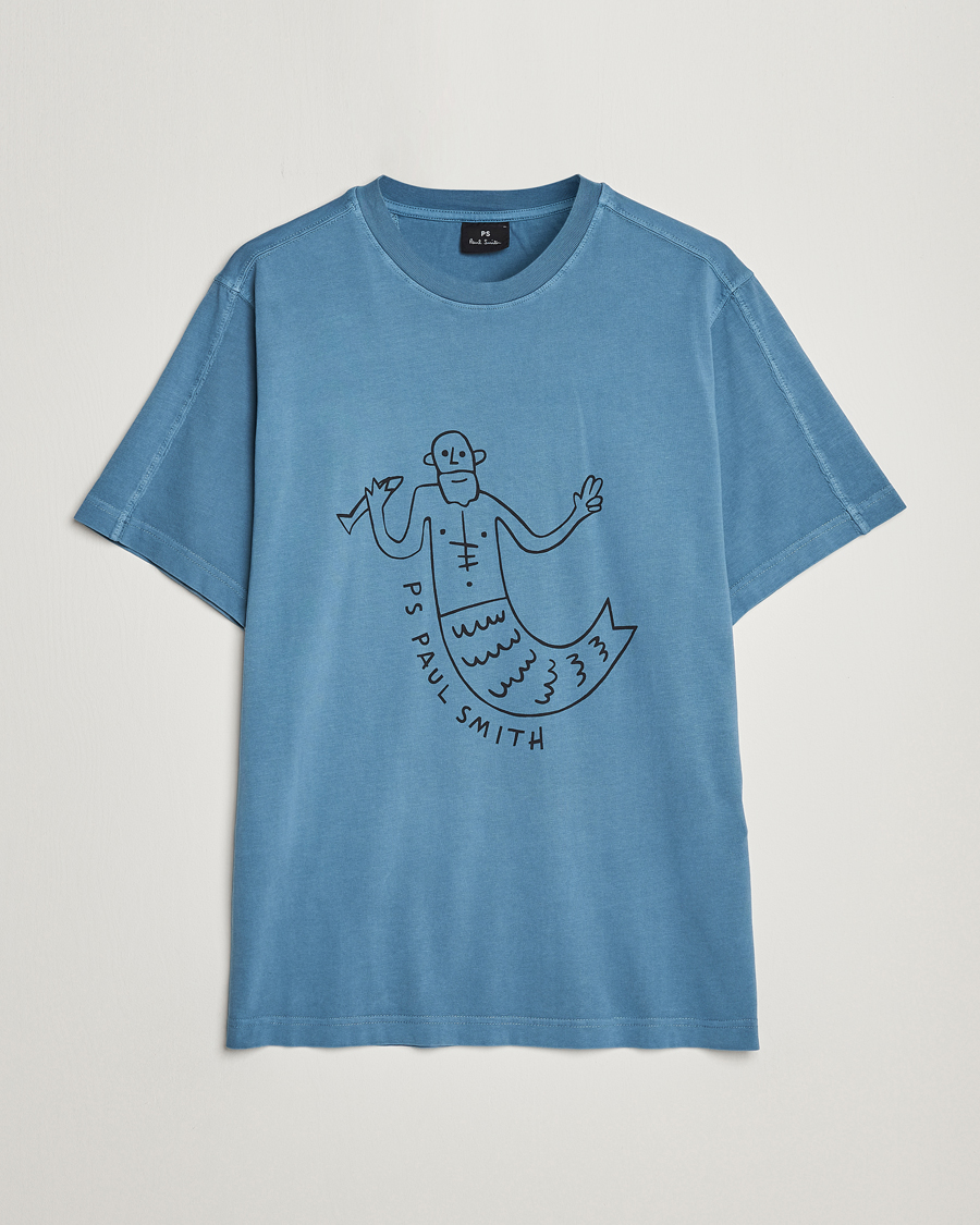 Herre | T-Shirts | PS Paul Smith | Organic Cotton Manmaid T-Shirt Blue