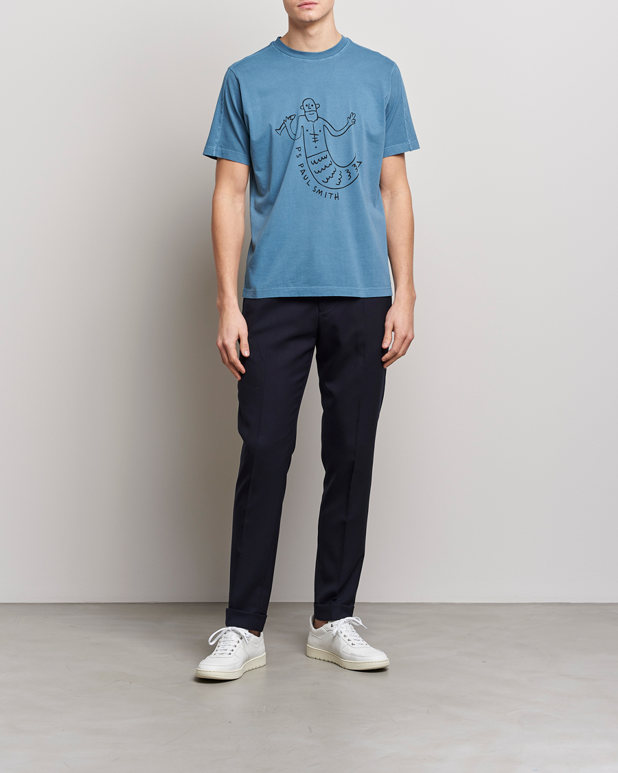 Herre | T-Shirts | PS Paul Smith | Organic Cotton Manmaid T-Shirt Blue