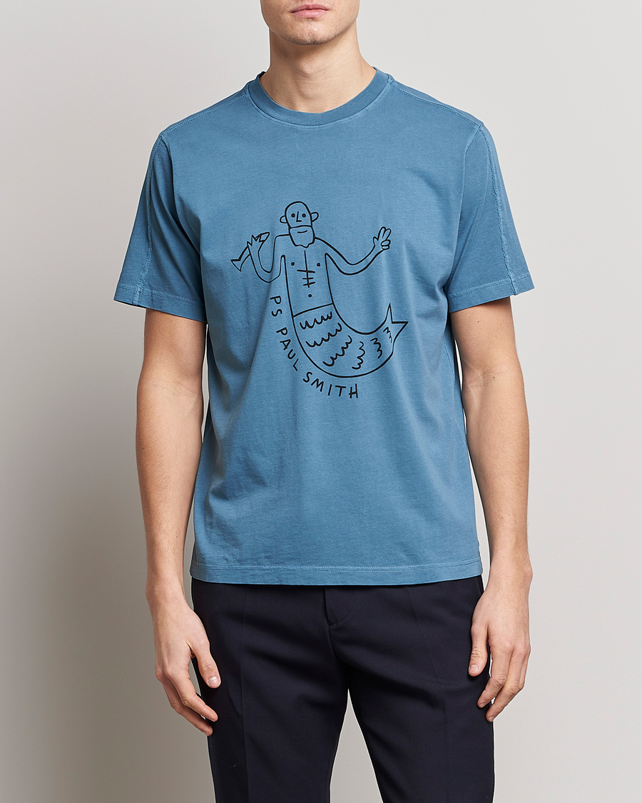 Herre | T-Shirts | PS Paul Smith | Organic Cotton Manmaid T-Shirt Blue