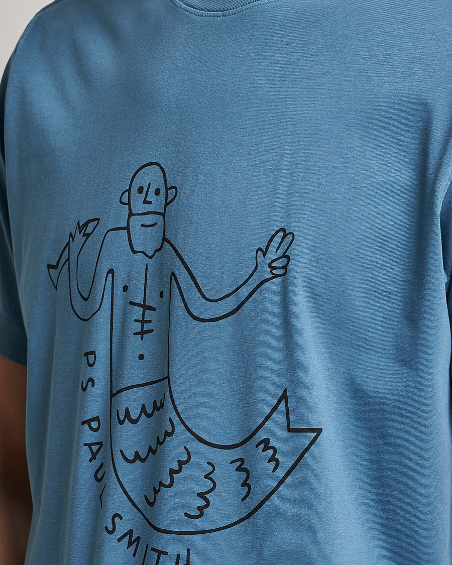 Herre | T-Shirts | PS Paul Smith | Organic Cotton Manmaid T-Shirt Blue