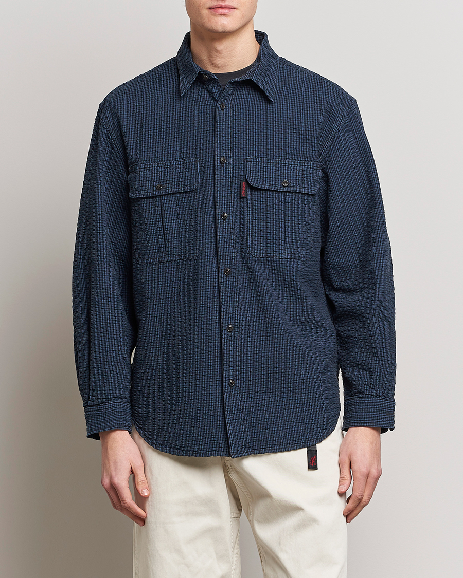 Herre | Gramicci | Gramicci | Garment Dyed Seersucker Canyon Shirt Royal Blue