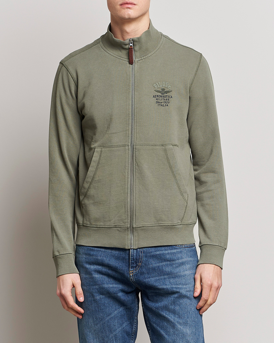 Herre | | Aeronautica Militare | Full Zip Sweater Green